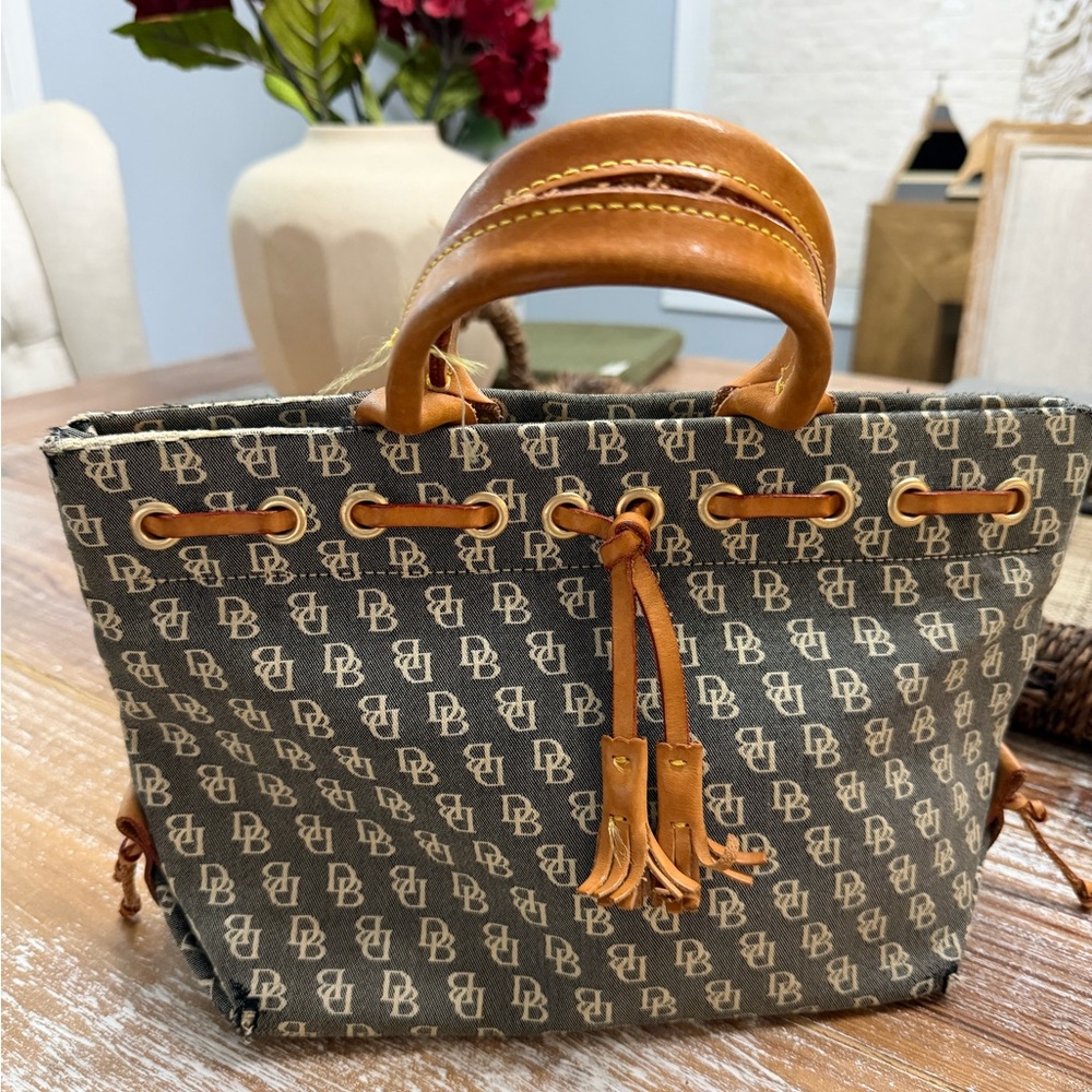 Dooney & Bourke Monogrammed Gray and Tan Tote